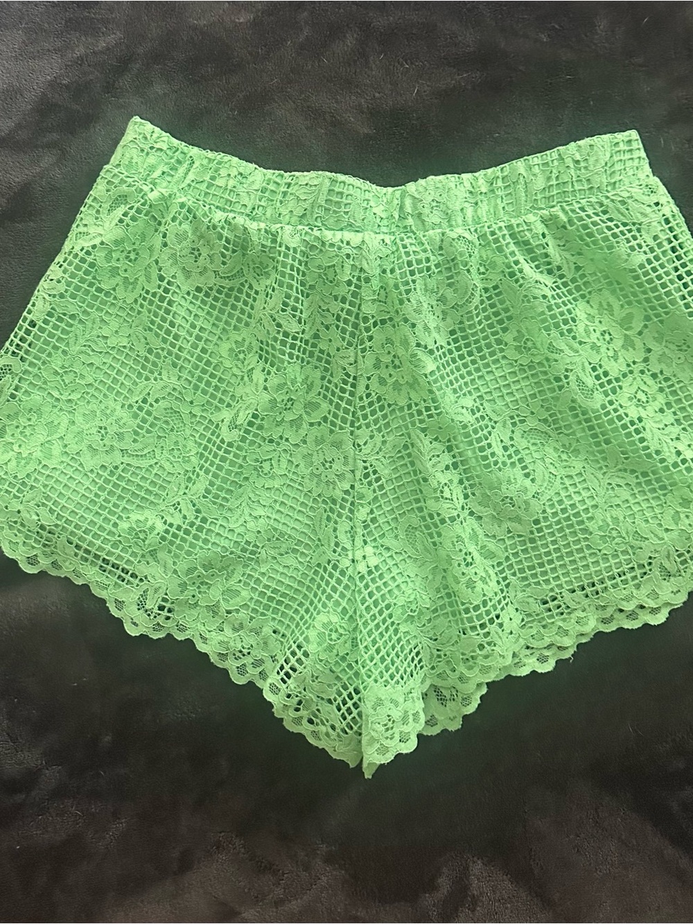 Lace Crochet Shorts in Mint Green